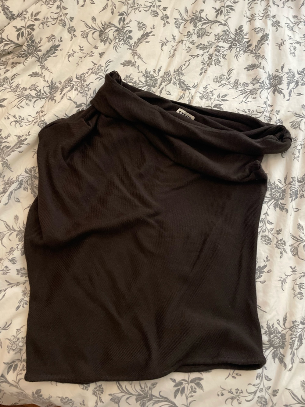 STAUD Mabel Brown Off-the-Shoulder Top